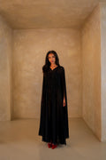 Beaded Chiffon Abaya With Elegant Flowy Sleeves
