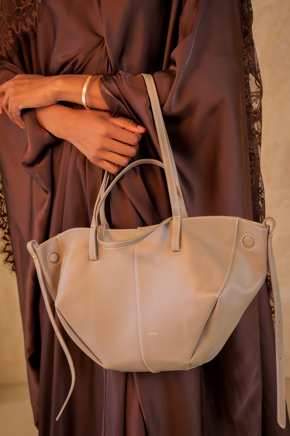 Pleated Wrap Abaya - Espresso Brown