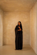 Pleated Wrap Abaya - Onyx