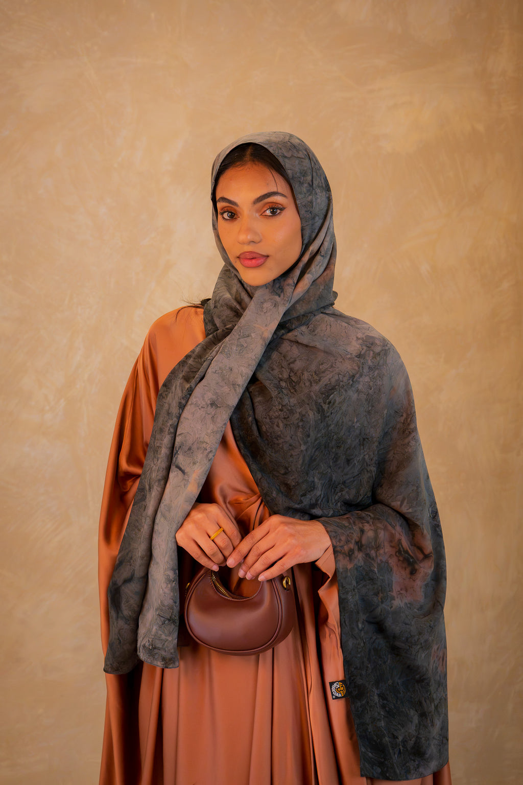 Pleated Wrap Abaya - Mocha Mousse