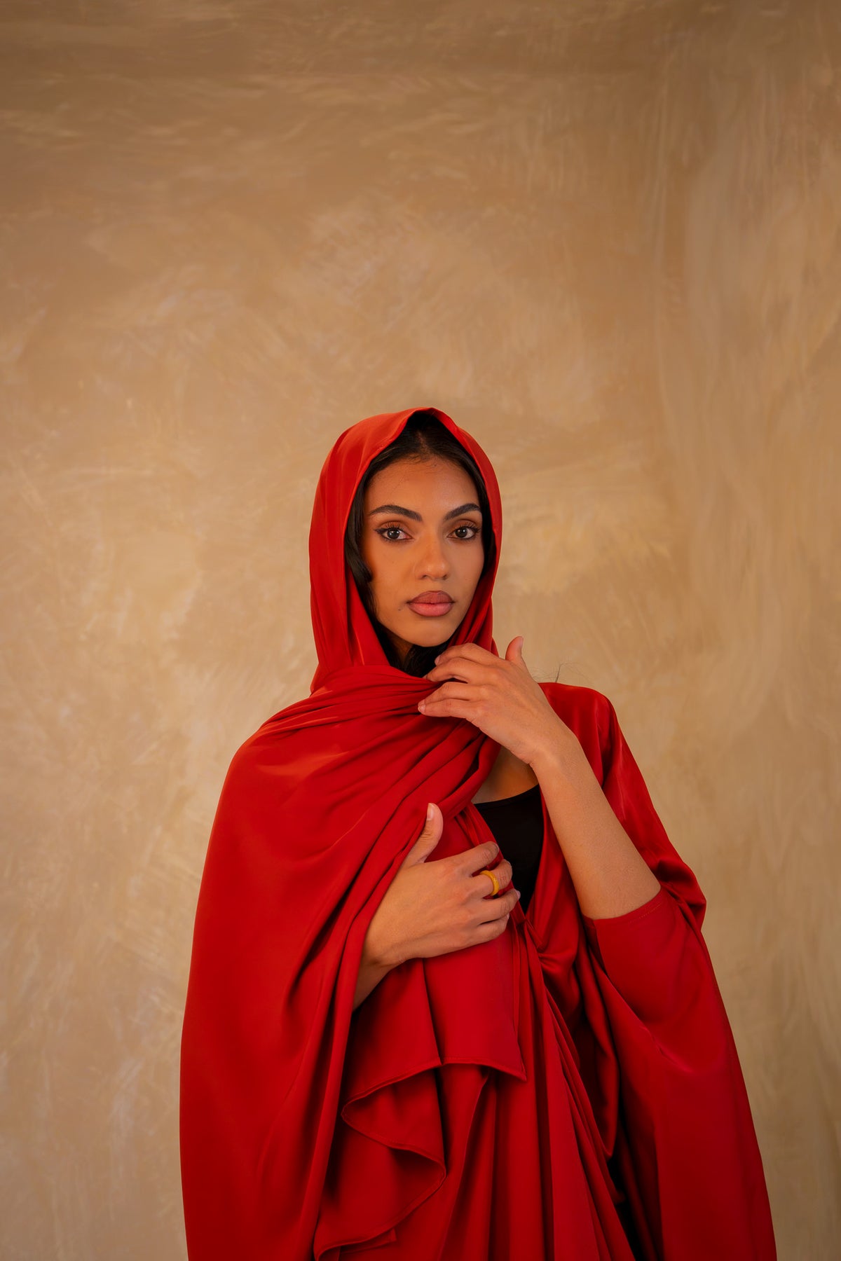 Pleated Wrap Abaya - Chilli Red