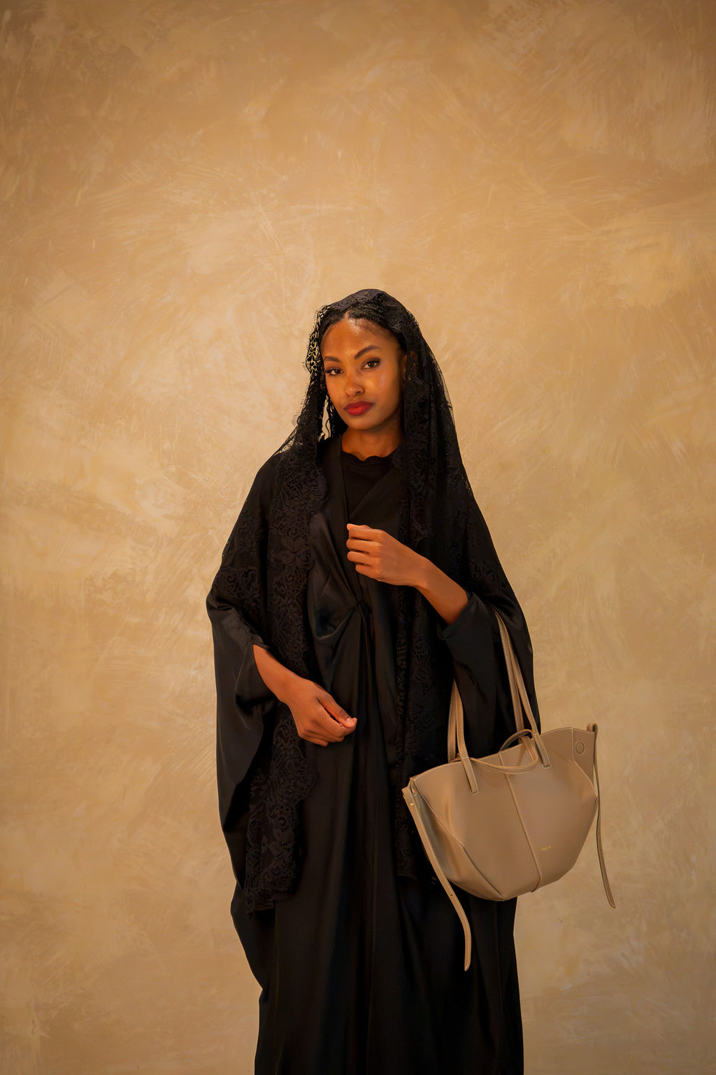 Pleated Wrap Abaya - Onyx