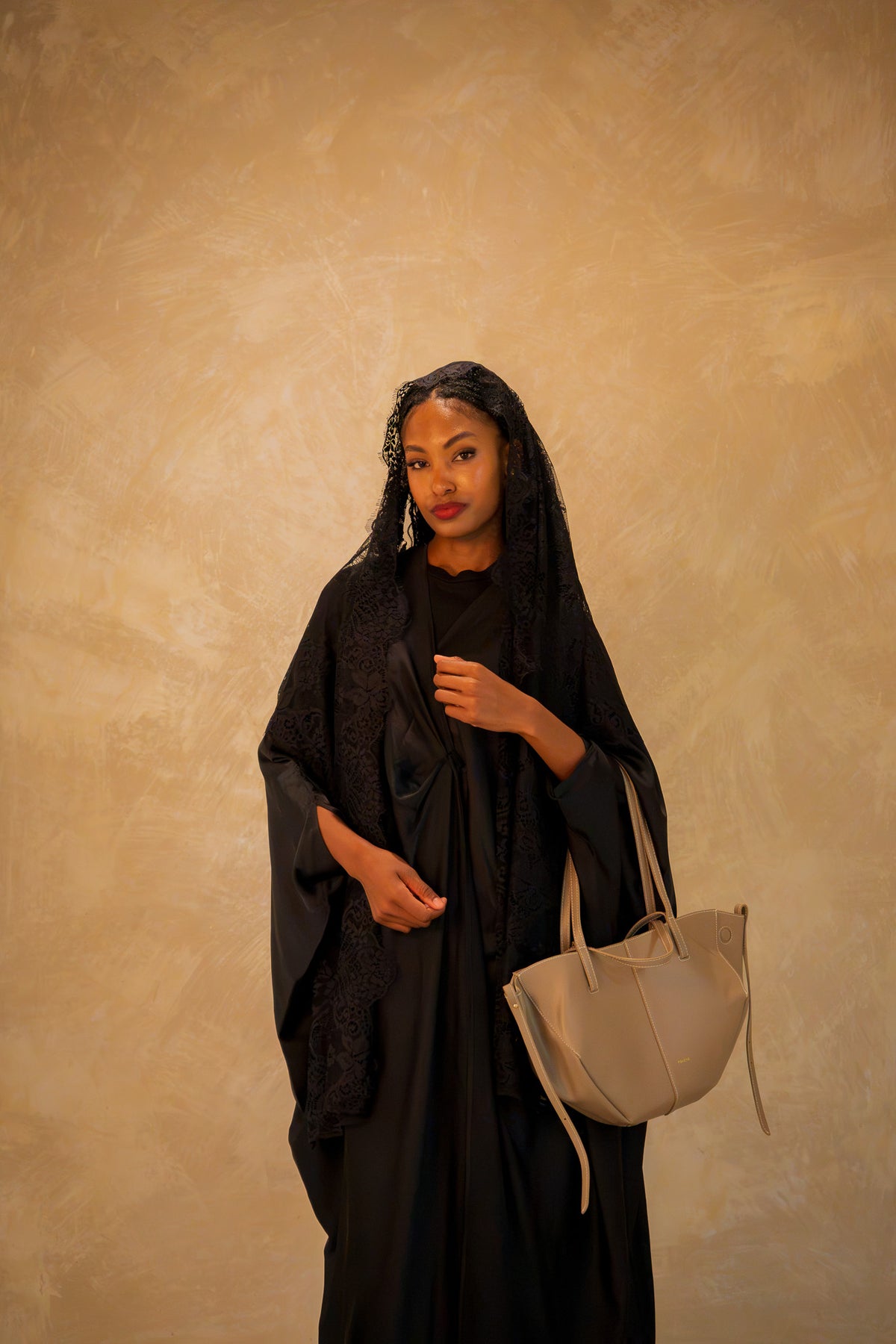 Pleated Wrap Abaya - Onyx