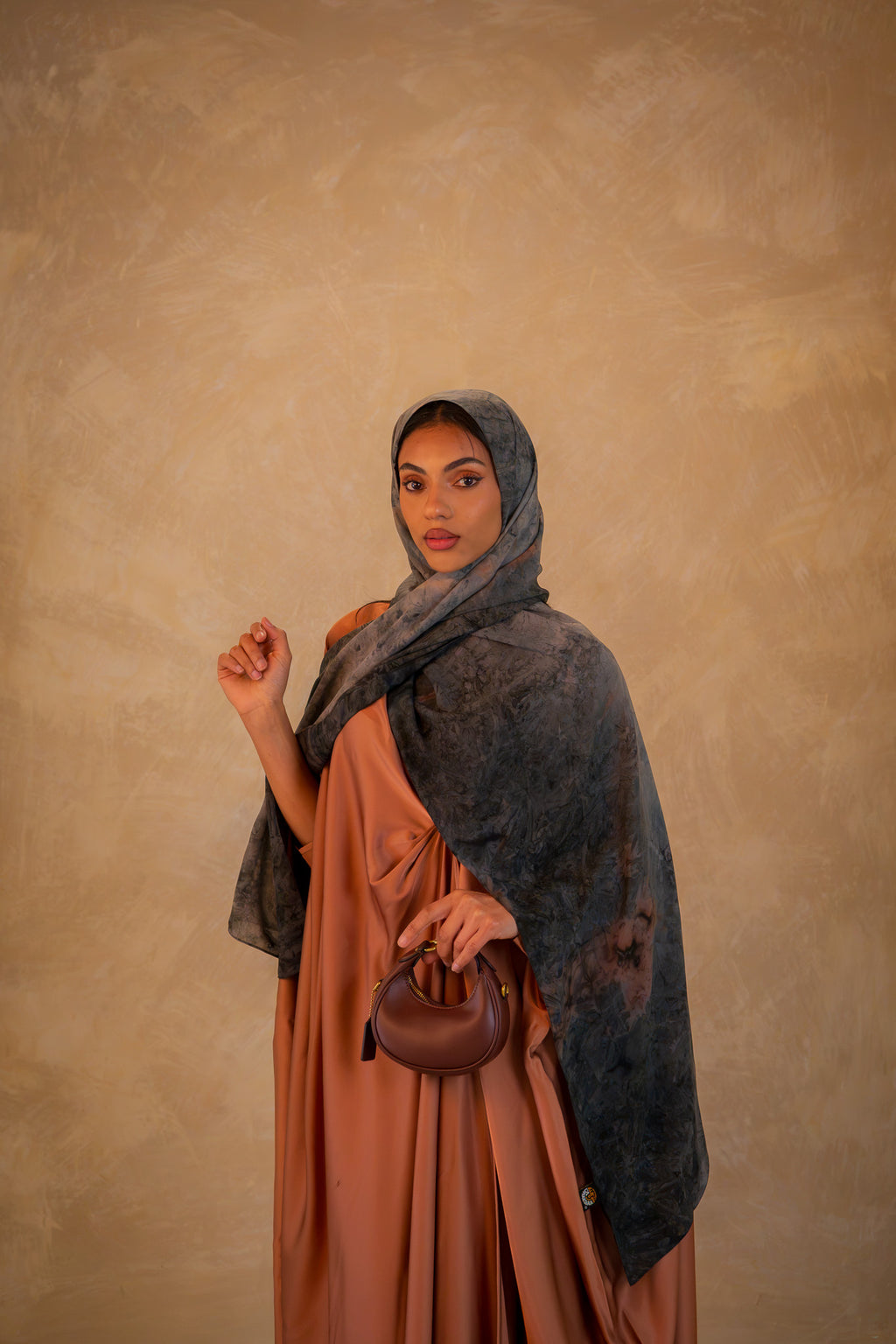 Pleated Wrap Abaya - Mocha Mousse
