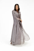 Beaded Cape Abaya - Gunmetal Gray