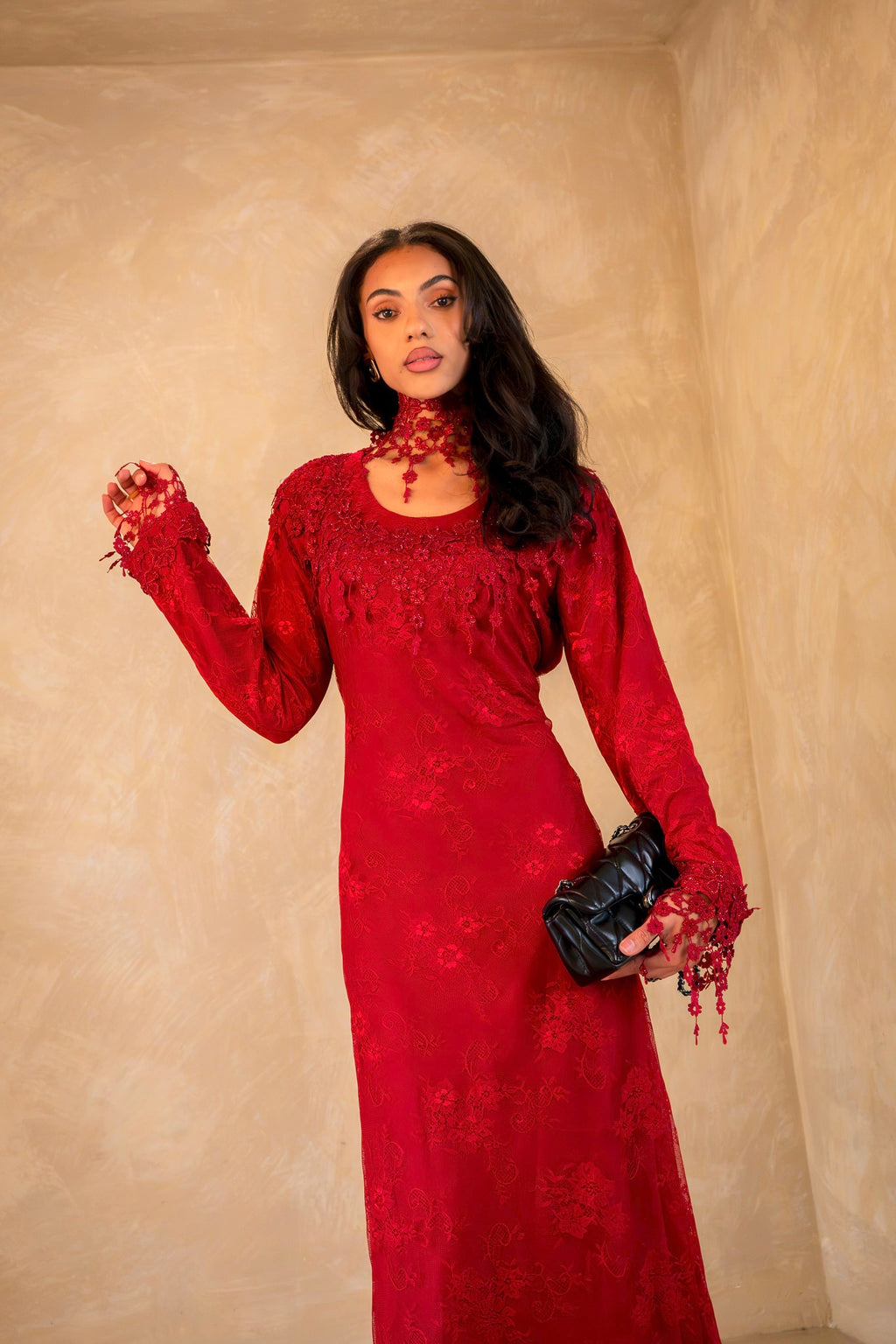Chantilly Lace Mukhawar - Dark Ruby