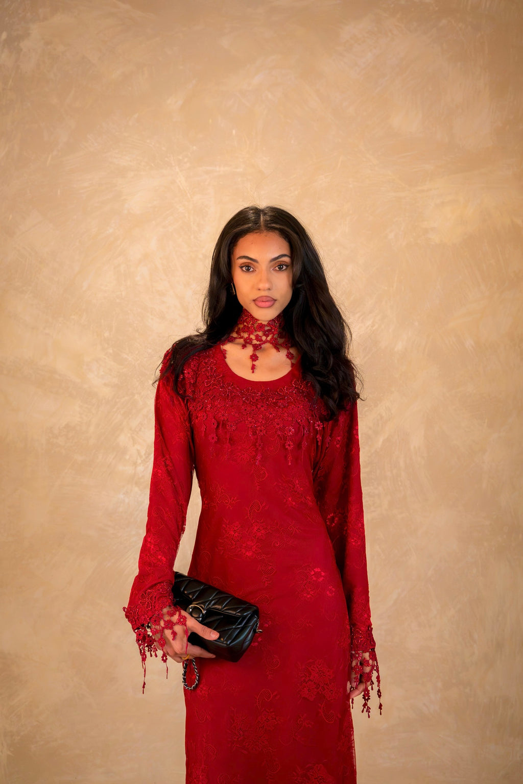 Chantilly Lace Mukhawar - Dark Ruby