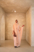 Pleated Wrap Abaya - Pale Blush