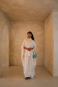 Pleated Wrap Abaya - off white / cream