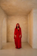 Pleated Wrap Abaya - Chilli Red