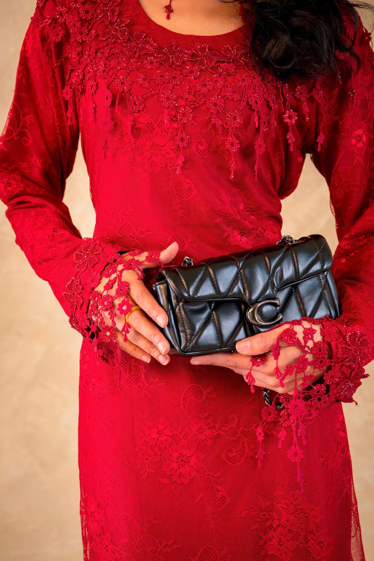 Chantilly Lace Mukhawar - Dark Ruby