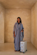 Pleated Wrap Abaya - Grey Mist