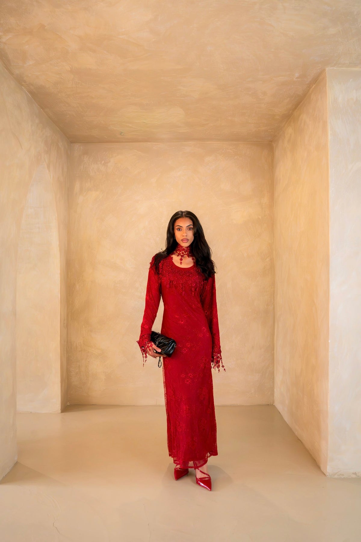 Chantilly Lace Mukhawar - Dark Ruby