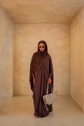 Pleated Wrap Abaya - Espresso Brown