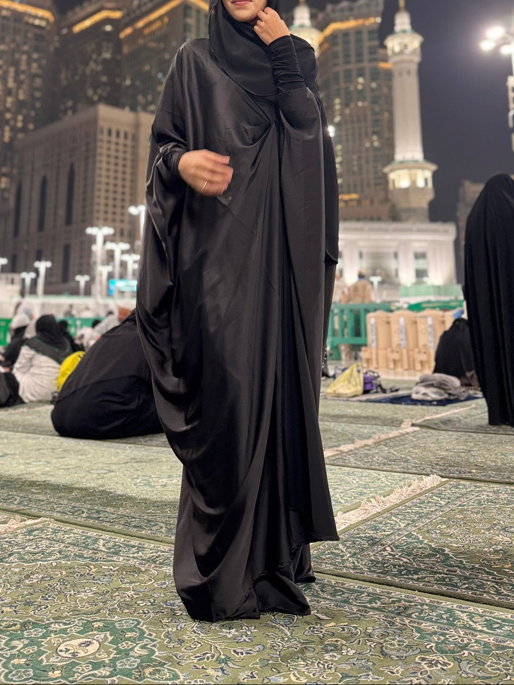 Pleated Wrap Abaya - Onyx