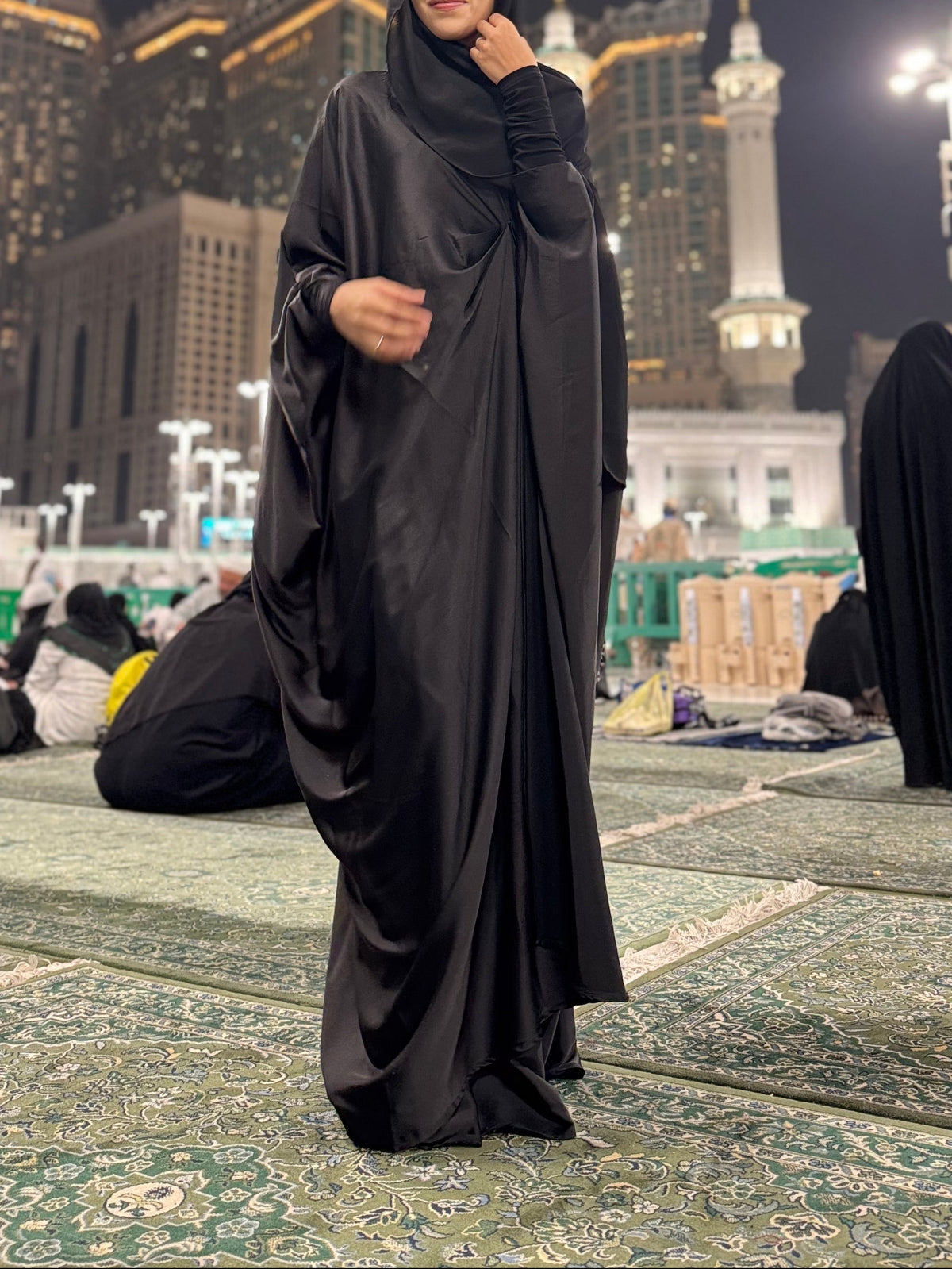 Pleated Wrap Abaya - Onyx