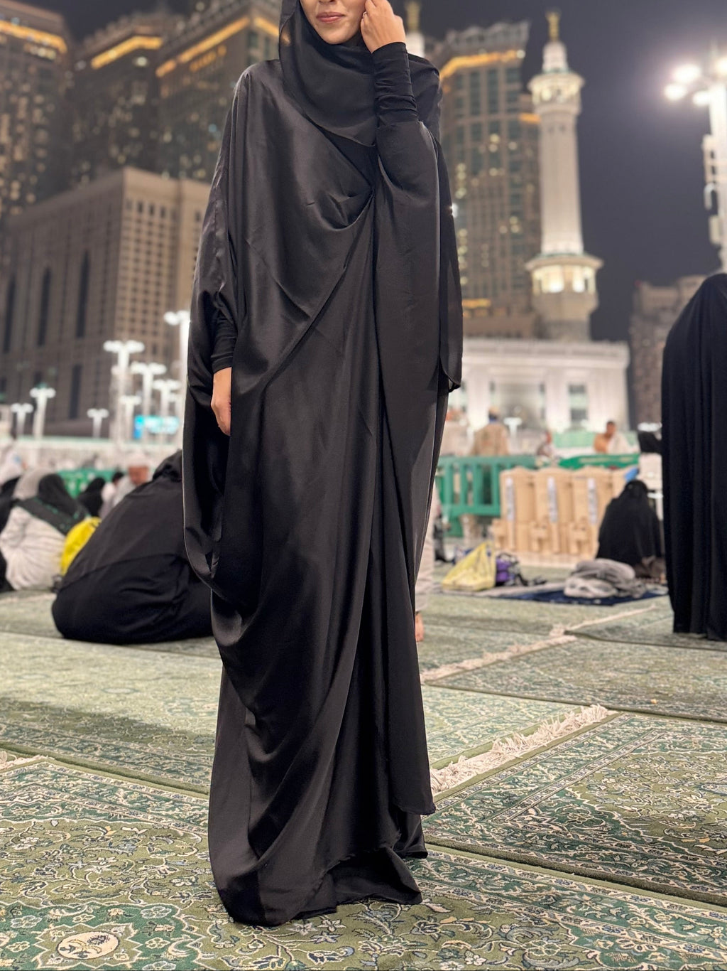 Pleated Wrap Abaya - Onyx